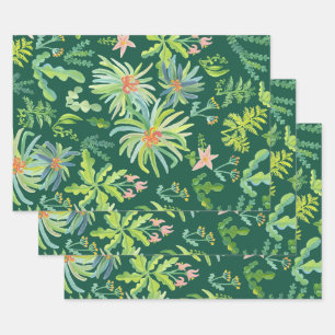 Feuille De Papier Cadeau Jardin Jungle Aquarelle Botanique Floral