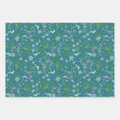 Feuille De Papier Cadeau Jardin printanier Fête des mères Bleu Violet Blanc (Devant)