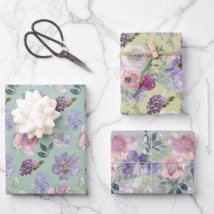 Feuille De Papier Cadeau Jardin rose violet