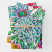 Feuille De Papier Cadeau Jardin tropical Succulent (En situation)