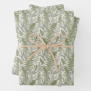 Feuille De Papier Cadeau Jardin vert fleuri