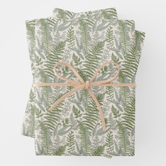 Feuille De Papier Cadeau Jardin vert fleuri (En situation)