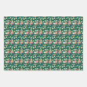 Feuille De Papier Cadeau Jardin Vert Rose Défraîchi (Devant 3)