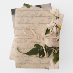 Feuille De Papier Cadeau Jasmine sur l'ancienne écriture