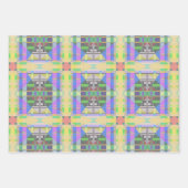 Feuille De Papier Cadeau Jaune bleu violet géométrique (Devant 3)