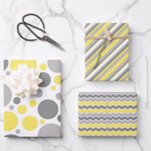 Feuille De Papier Cadeau Jaune et gris