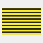 Feuille De Papier Cadeau Jaune et noir rayé (Devant 3)