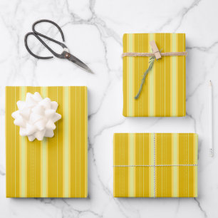 Feuille De Papier Cadeau Jaune foncé et jaune rayures épaisses et minces