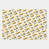 Feuille De Papier Cadeau Jaune Noir Construction Garçon Anniversaire Cadeau (Devant)