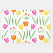 Feuille De Papier Cadeau Jaune, rose, orange Tulips Motif (Devant 3)