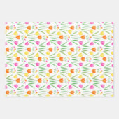 Feuille De Papier Cadeau Jaune, rose, orange Tulips Motif (Devant)