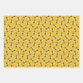 Feuille De Papier Cadeau Jaune Rustique Illustré Bumble Bee (Devant)