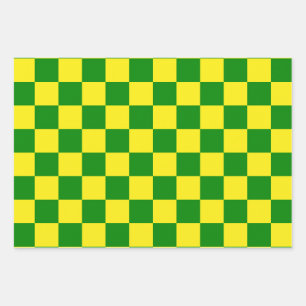 Feuille De Papier Cadeau Jaune vert À damiers Motif chèque