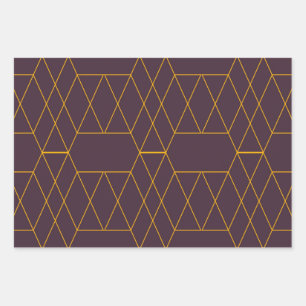 Feuille De Papier Cadeau Jaune, violet, simple, graphique géométrique moder
