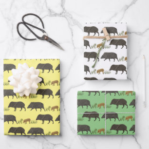 Feuille De Papier Cadeau Javelina Family Portrait Desert Animaux Motif
