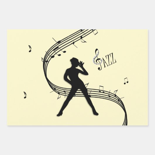 Feuille De Papier Cadeau Jazz Dance Musique jaune (Devant 3)