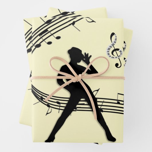 Feuille De Papier Cadeau Jazz Dance Musique jaune (En situation)