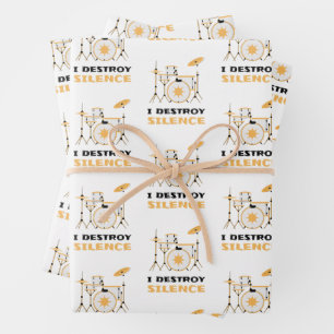 Feuille De Papier Cadeau Je Détruis Silence Funny Drummer