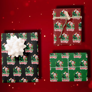 Feuille De Papier Cadeau Je serai à la maison pour Noël amusant Trump Père