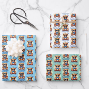 Feuille De Papier Cadeau Je suis Cool Teddy Bear avec Blue Bow personnalisa