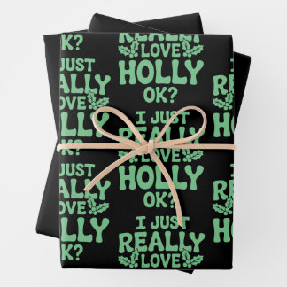 Feuille De Papier Cadeau Je suis juste vraiment amoureux de Holly OK Noël X
