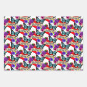 Feuille De Papier Cadeau Je T'Aime | Coeurs, Roses et papillons (Devant 2)