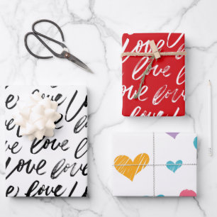 Feuille De Papier Cadeau Je t'aime et le coeur