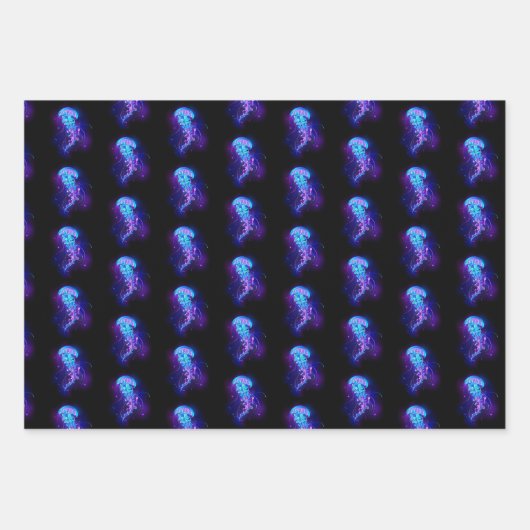 Feuille De Papier Cadeau Jellyfish éclatante couleur (Devant)