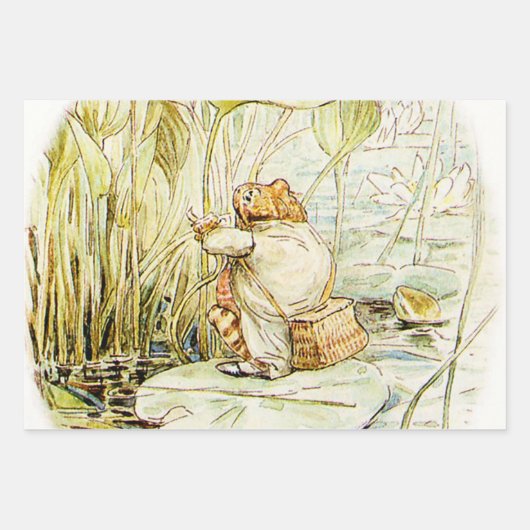 Feuille De Papier Cadeau Jeremy Fisher sur un pad Lily par Beatrix Potter (Devant)
