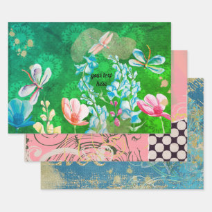 Feuille De Papier Cadeau jeu d'aquarelles de libellules