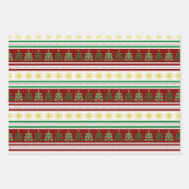 Feuille De Papier Cadeau Jeu de 3 Festive, Coordination Noël (Devant)