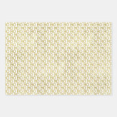Feuille De Papier Cadeau Jeu de 3 Noel moderne blanc et d'or Foil (Devant 3)