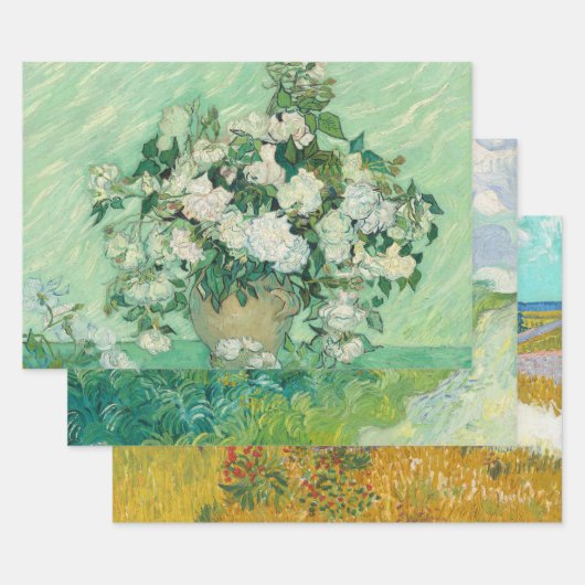 Feuille De Papier Cadeau Jeu de 3 peintures Van Gogh Noël (Lot)