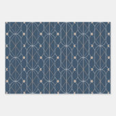 Feuille De Papier Cadeau Jeu de Motif bleu + or géométrique sans couture 2  (Devant 3)