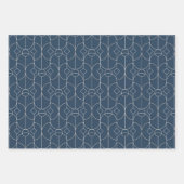 Feuille De Papier Cadeau Jeu de Motif bleu + or géométrique sans couture 2  (Devant 2)
