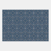 Feuille De Papier Cadeau Jeu de Motif bleu + or géométrique sans couture 2  (Devant)