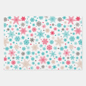 Feuille De Papier Cadeau Jeu de Motifs de Noël Green Snowflake moderne (Devant 3)