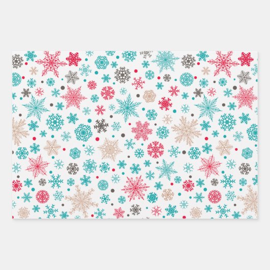 Feuille De Papier Cadeau Jeu de Motifs de Noël Green Snowflake moderne (Devant 3)