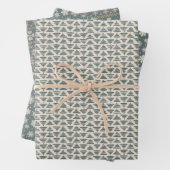 Feuille De Papier Cadeau Jeu de Noël vert Scandi (En situation)