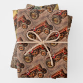 Feuille De Papier Cadeau Jeu de tracteurs vintages (En situation)