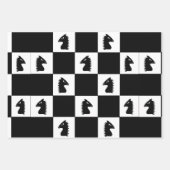 Feuille De Papier Cadeau Jeu d'échecs du chevalier noir (Devant)