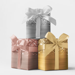 Feuille De Papier Cadeau Jeu d'huile Faux de Glam Glittery