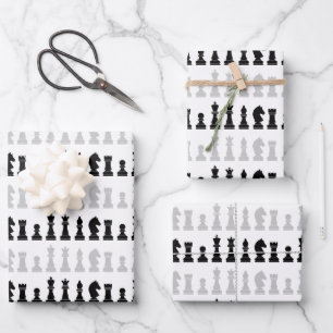 Feuille De Papier Cadeau Jeu Motif d'échecs géométrique moderne