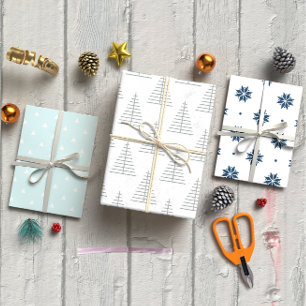 Feuille De Papier Cadeau Jeu nordique de Noël bleu 3