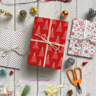 Feuille De Papier Cadeau Jeu nordique de Noël rouge 3