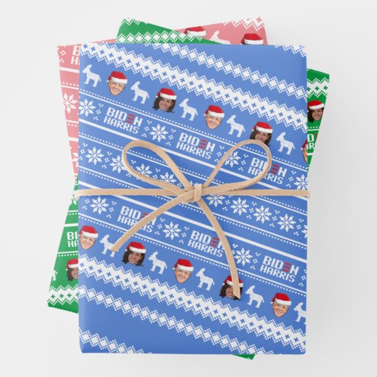 Feuille De Papier Cadeau Joe Biden et Kamala Harris Noël (En situation)