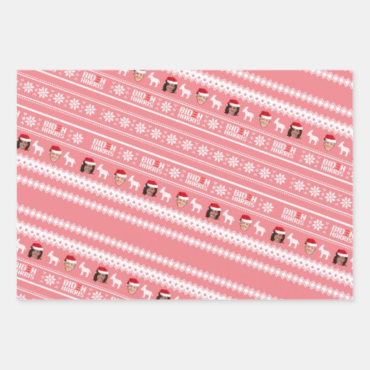 Feuille De Papier Cadeau Joe Biden et Kamala Harris Noël (Devant 3)