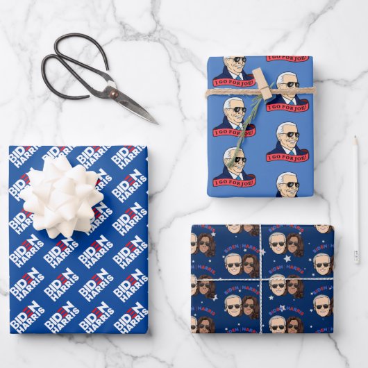 Feuille De Papier Cadeau Joe Biden Kamala Harris Blue POTUS Trio Set Cadeau (Recto)