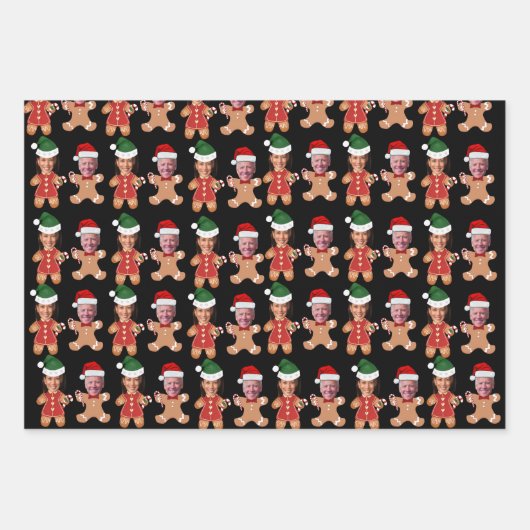 Feuille De Papier Cadeau Joe Biden Kamala Harris Personnalisé Face Gingpain (Devant)