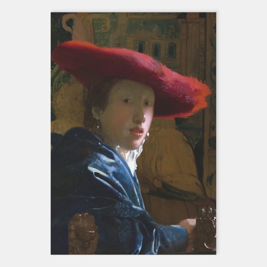 Feuille De Papier Cadeau Johannes Vermeer - Fille avec un Casquette rouge